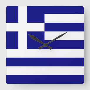 Flag of Greece Quadratische Wanduhr