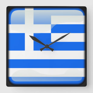 Flag of Greece Quadratische Wanduhr
