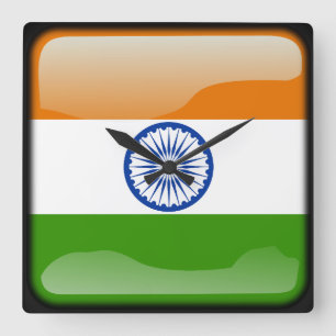 Flag of India Quadratische Wanduhr