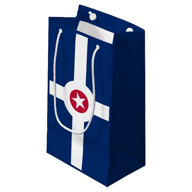 Flag of Indianapolis, Indiana Small Gift Bag Kleine Geschenktüte (Vorderseite Schrägansicht)