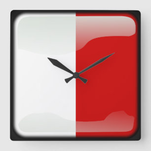 Flag of Malta Quadratische Wanduhr