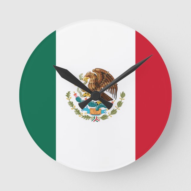 Flag of Mexico Runde Wanduhr (Vorderseite)