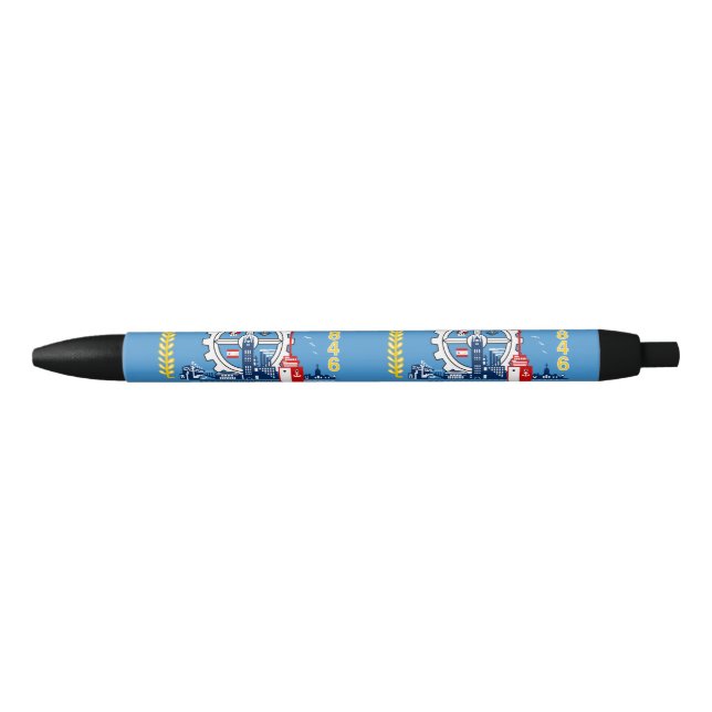 Flag of Milwaukee, Wisconsin Black Ink Pen Kugelschreiber (Vorderseite)