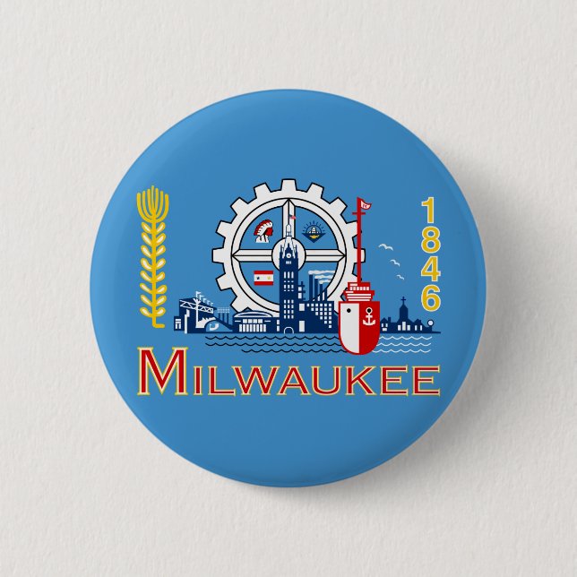 Flag of Milwaukee, Wisconsin Pinback Button (Vorderseite)