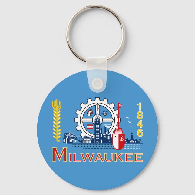 Flag of Milwaukee, Wisconsin Schlüsselanhänger (Vorderseite)