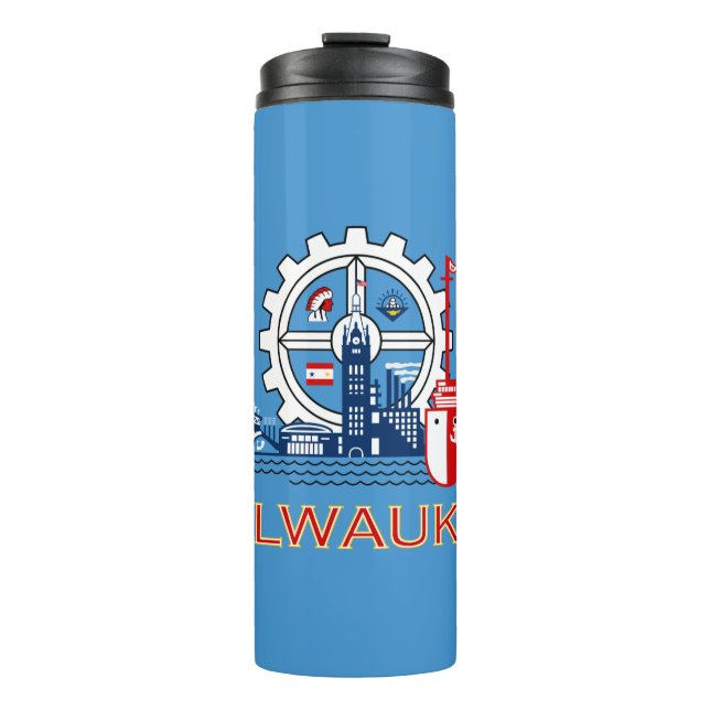 Flag of Milwaukee, Wisconsin Thermal Tumbler Thermosbecher (Vorderseite)