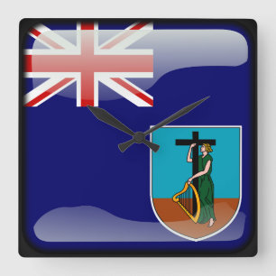 Flag of Montserrat Quadratische Wanduhr