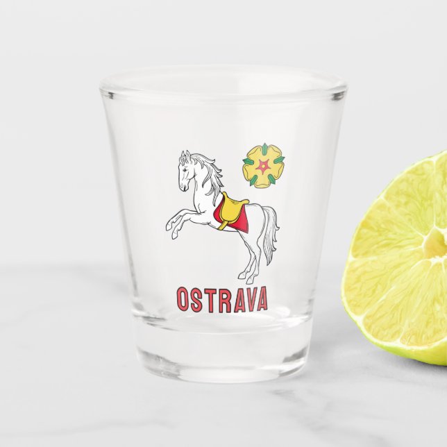 Flag of Ostrava, Czech Republic Schnapsglas (Vorderseite)