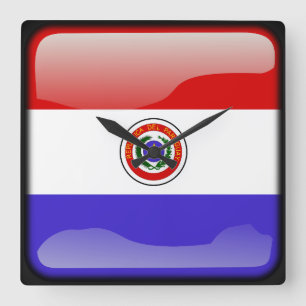 Flag of Paraguay Quadratische Wanduhr