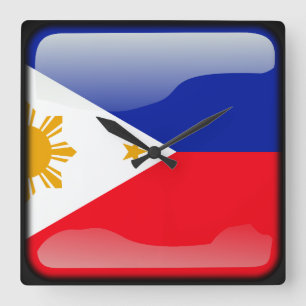 Flag of Philippines Quadratische Wanduhr