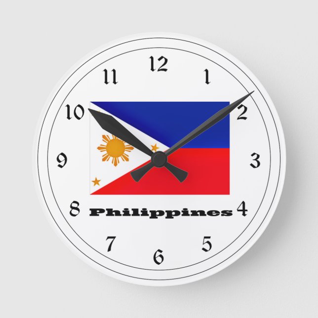 Flag of Philippines  Runde Wanduhr (Vorderseite)