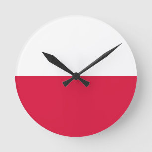 Flag of Poland Runde Wanduhr