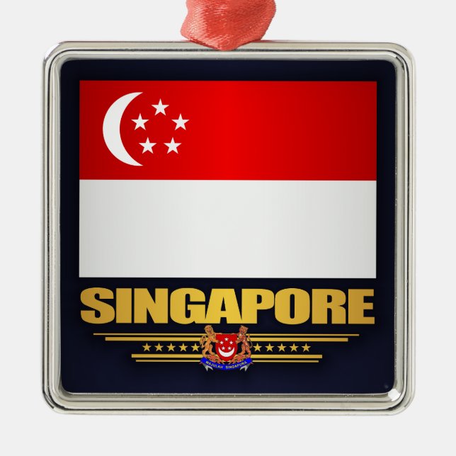Flag of Singapore Ornament Aus Metall (Vorne)