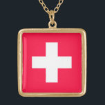 Flag of Switzerland modified – Schweiz – Suisse Vergoldete Kette<br><div class="desc">Flag of Switzerland (modified) – Schweiz – Suisse – Svizzera.</div>