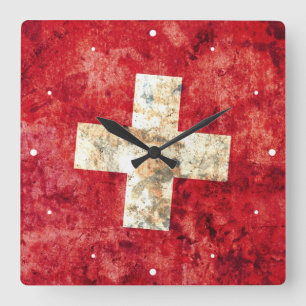 Flag of Switzerland Quadratische Wanduhr