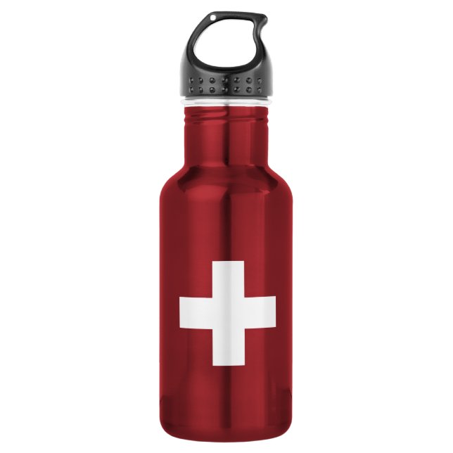 Flag of Switzerland – Schweiz – Suisse – Svizzera Edelstahlflasche (Vorderseite)