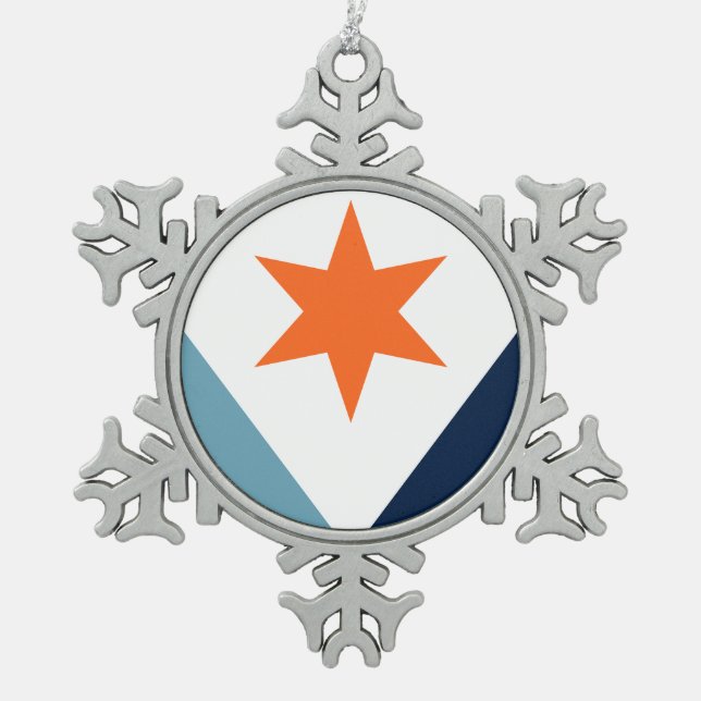 Flag of Syracuse, New York Schneeflocken Zinn-Ornament (Vorderseite)