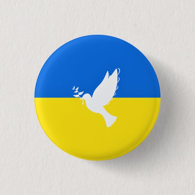 Flag of Ukraine - Dove of Peace - Freedom Button (Vorderseite)