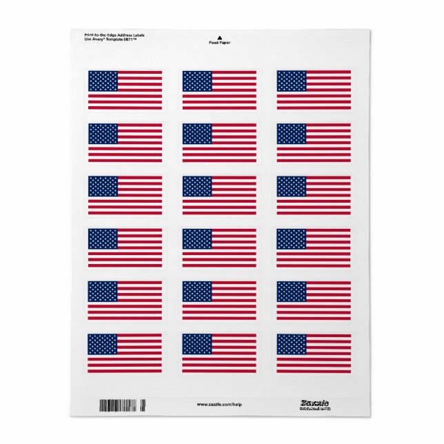 Flag of United States custom-cut  Adressaufkleber (Vorne)