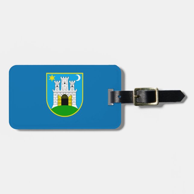 Flag of Zagreb, Croatia Luggage Tag Gepäckanhänger (Vorderseite horizontal)