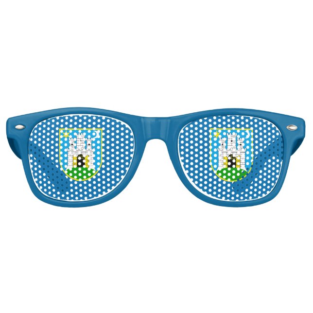 Flag of Zagreb, Croatia Retro Sunglasses Partybrille (Vorderseite)