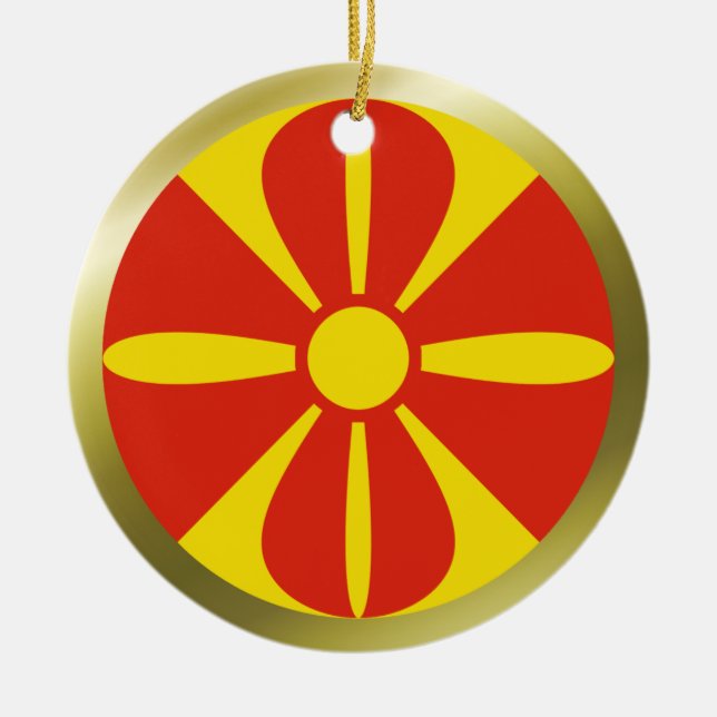 Flag-Ornament Nordmakedonien Keramikornament (Vorne)