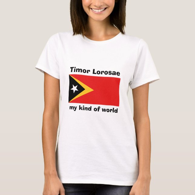 Flag Osttimor + Karte + Text-T - Shirt (Vorderseite)