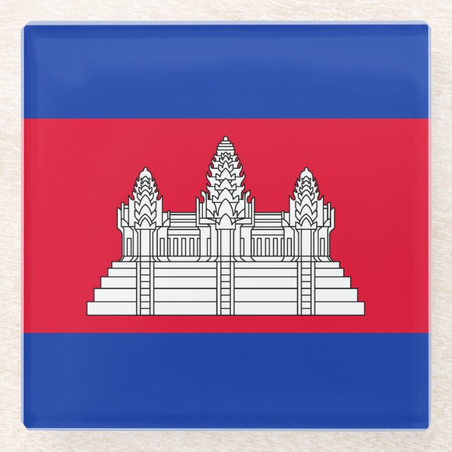 Flag Patriotic Kambodscha Glasuntersetzer (Vorderseite)