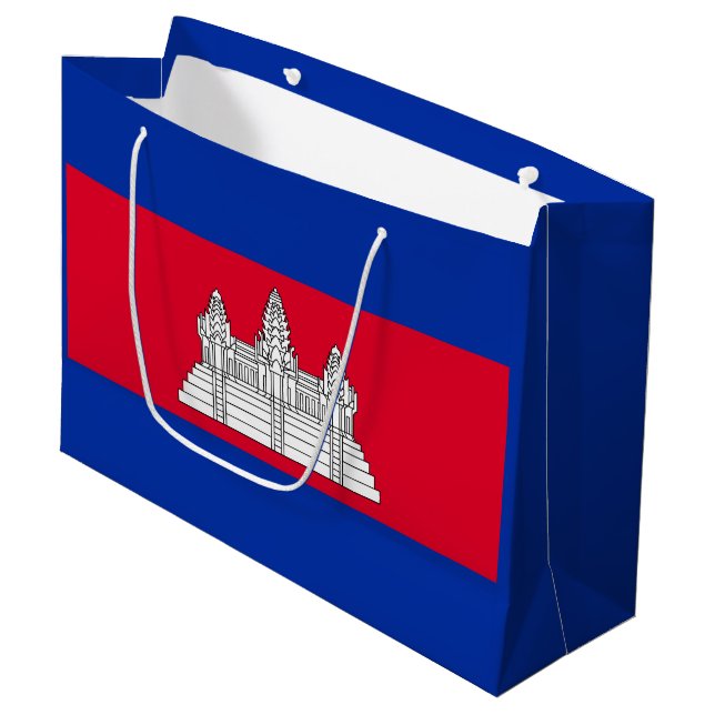 Flag Patriotic Kambodscha Große Geschenktüte (Vorderseite Schrägansicht)