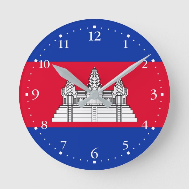 Flag Patriotic Kambodscha Runde Wanduhr (Vorderseite)