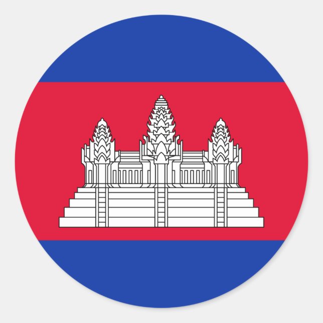 Flag Patriotic Kambodscha Runder Aufkleber (Vorderseite)