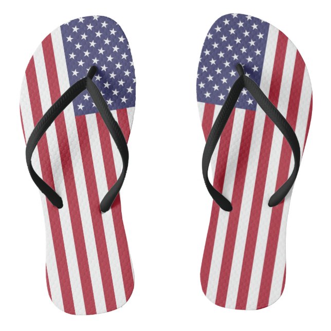 Flag Patriotic Red White Blue US Flagge Flip Flops (Fußbett)