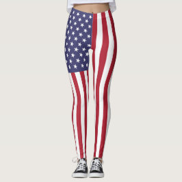 Flag Patriotic Red White Blue US Flagge Leggings
