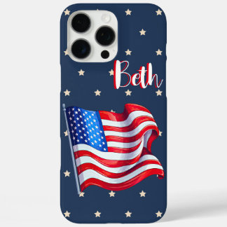 Flag Patriotic Stars Personalisiert iPhone 16 Pro Max Hülle