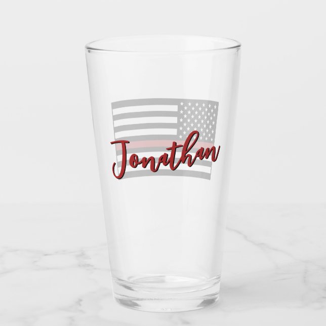 Flag "personalisierter Feuerwehrmann mit dünner ro Glas (Vorderseite)