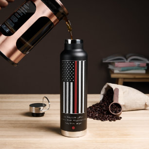 Flag "personalisierter Feuerwehrmann mit dünner ro Trinkflasche