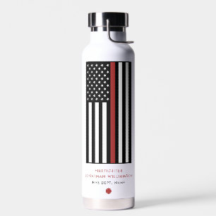 Flag "personalisierter Feuerwehrmann mit dünner ro Trinkflasche