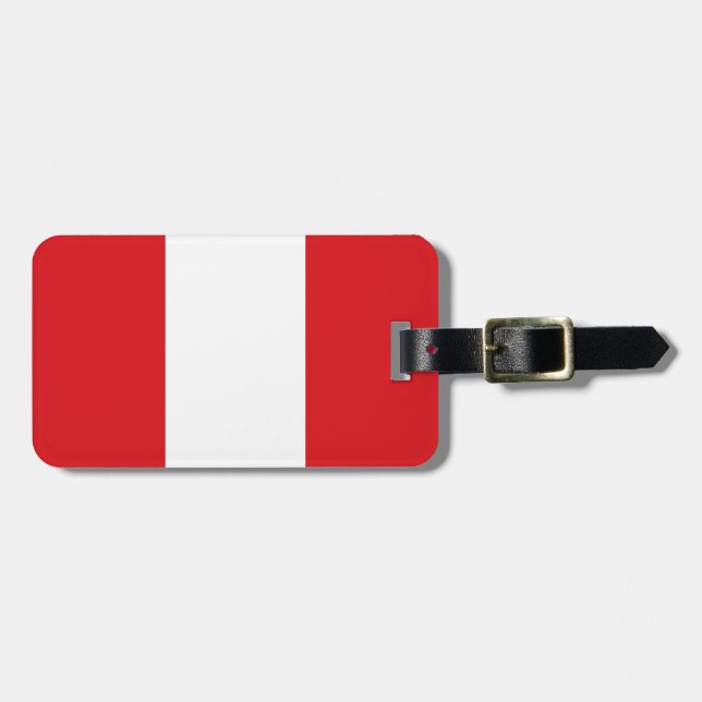 Flag Peru Gepäckmarke mit Lederband Gepäckanhänger (Vorderseite horizontal)