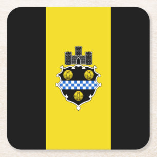 Flag Pittsburgh, Pennsylvania Square Paper Coas Rechteckiger Pappuntersetzer