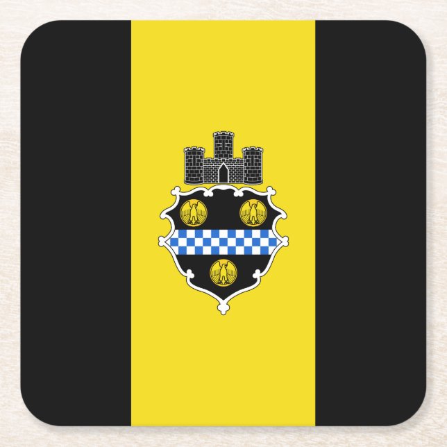 Flag Pittsburgh, Pennsylvania Square Paper Coas Rechteckiger Pappuntersetzer (Vorderseite)