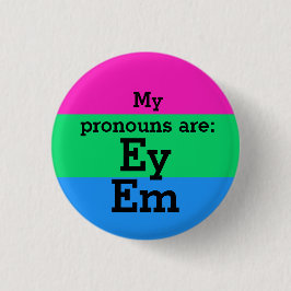 Flag Polysexualität mit Ey/Em Pronouns Button