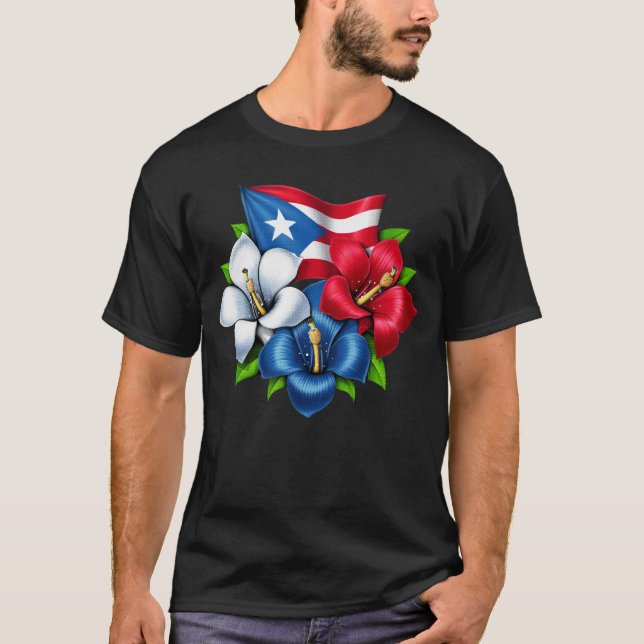 Flag Puerto Rico Blume T-Shirt (Vorderseite)