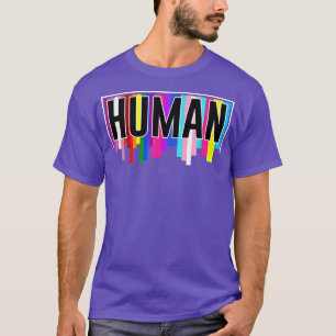 Flag Rainbow Color Human LGBT Q Stolz Ally Gay Pri T-Shirt