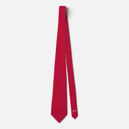 Flag Red Hidden Initials Solid Color Neck Tie Krawatte
