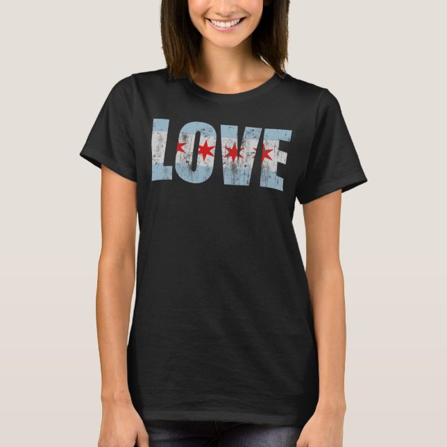 Flag Retro Liebe Chicago T-Shirt (Vorderseite)