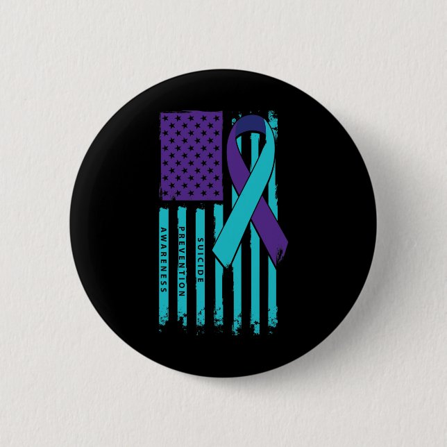 Flag Ribbon Suicide Bewusstsein psychische Gesundh Button (Vorderseite)