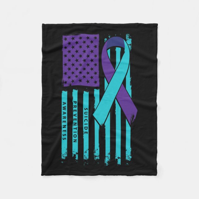 Flag Ribbon Suicide Bewusstsein psychische Gesundh Fleecedecke (Vorderseite)