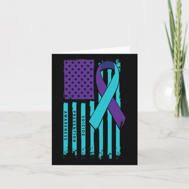 Flag Ribbon Suicide Bewusstsein psychische Gesundh Karte (Vorderseite)