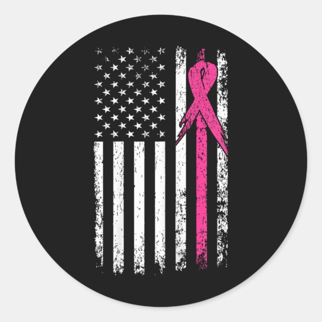 Flag Rosa Ribbon Brustkrebs Aufklärung Monat Runder Aufkleber (Vorderseite)
