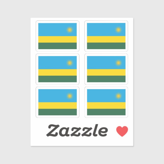 Flag Ruanda Collection Pack mit 6 Aufkleber (Blatt)